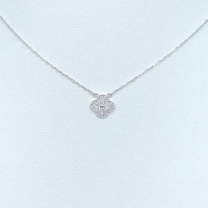 DEVASHRII JEWEL • 廸瓦許輕珠寶 - Lucky Clover 0.1 克拉 diamond 鑽石四葉草裸感鎖骨項鍊 [白K金] | 日本輕珠寶