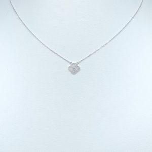 DEVASHRII JEWEL • 廸瓦許輕珠寶 - Lucky Clover 0.1 克拉 diamond 鑽石四葉草裸感鎖骨項鍊 [白K金] | 日本輕珠寶
