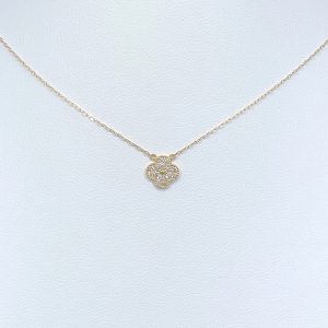 DEVASHRII JEWEL • 廸瓦許輕珠寶 - Lucky Clover 0.1 克拉 diamond 鑽石四葉草裸感鎖骨項鍊 [黃K金] | 日本輕珠寶