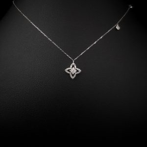 Cornus Florida Diamond 0.2 克拉春神花形鑽石裸感鎖骨項鍊