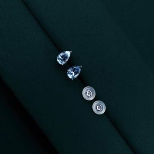 DEVASHRII JEWEL • 廸瓦許輕珠寶 | Pear Aquamarine 0.63 克拉梨形水滴海水藍寶石耳環[白K金]I