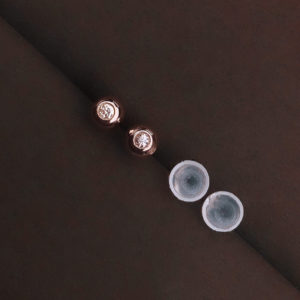 DEVASHRII JEWEL • 廸瓦許輕珠寶 | Bubble Circle 18K金 亮面立體魚眼耳針式耳環 [玫瑰K金]