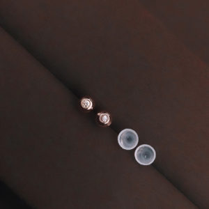 DEVASHRII JEWEL • 廸瓦許輕珠寶 | Bubble Circle 18K金 亮面立體魚眼耳針式耳環 [玫瑰K金] Ｉ